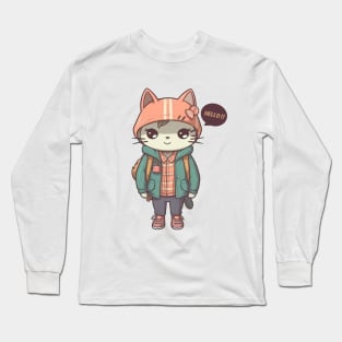 A cute kitty wearing street fashion Long Sleeve T-Shirt